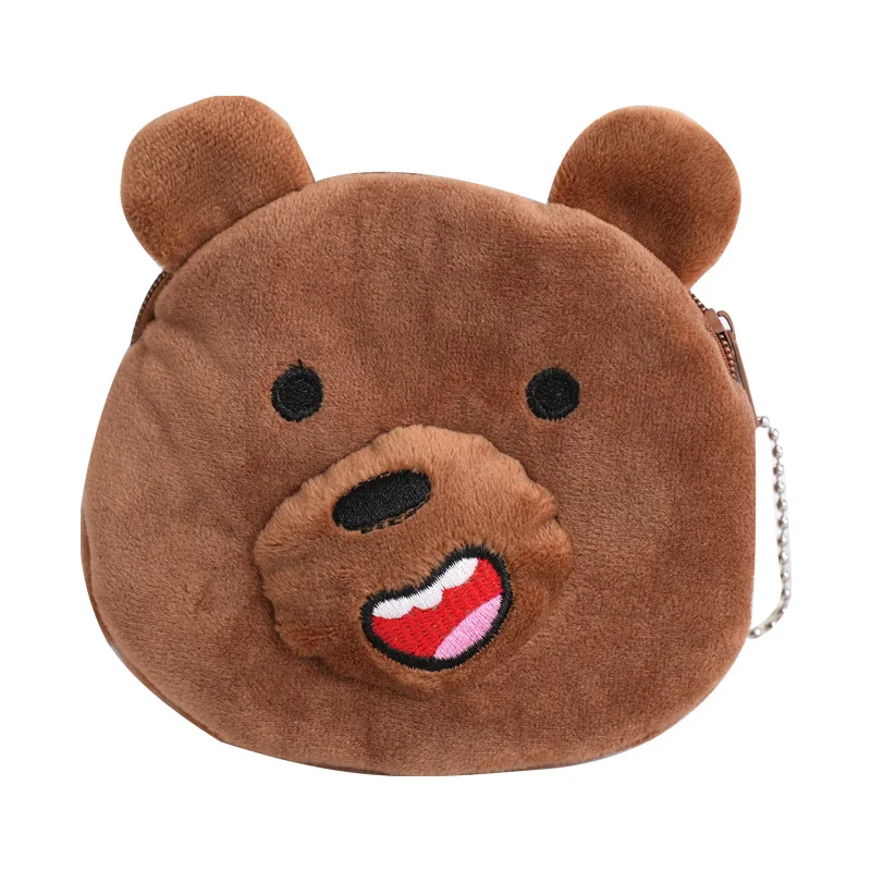 Cute Cartoon Plush Coin Purse Children's Pocket Bag Women Coin Bag Storage Bag Backpack Accessories Zip Round Bag