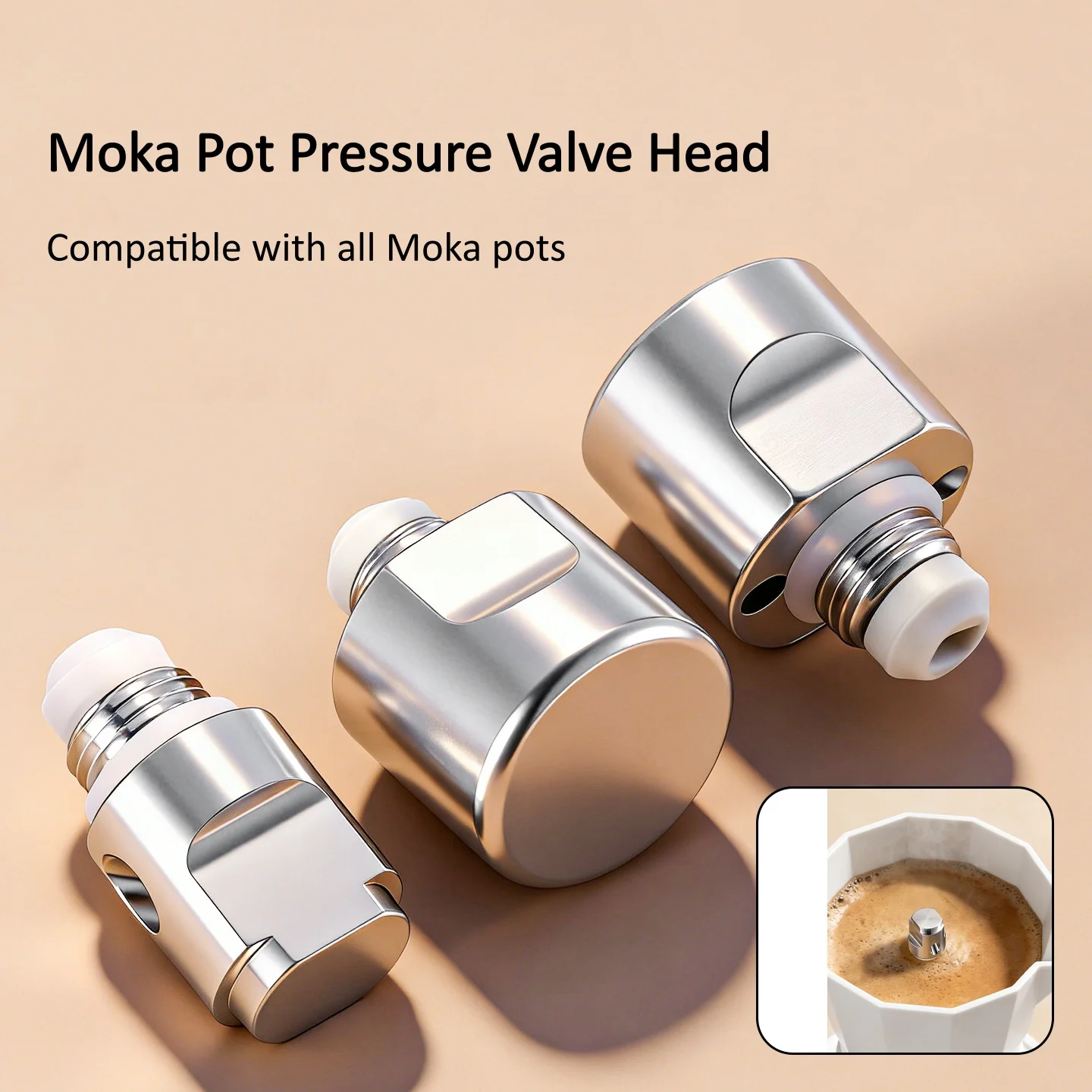 Moka Pot Valve Espresso Maker Double Valve with Sealing Ring for All 2/4-cup Moka Pot Accessories