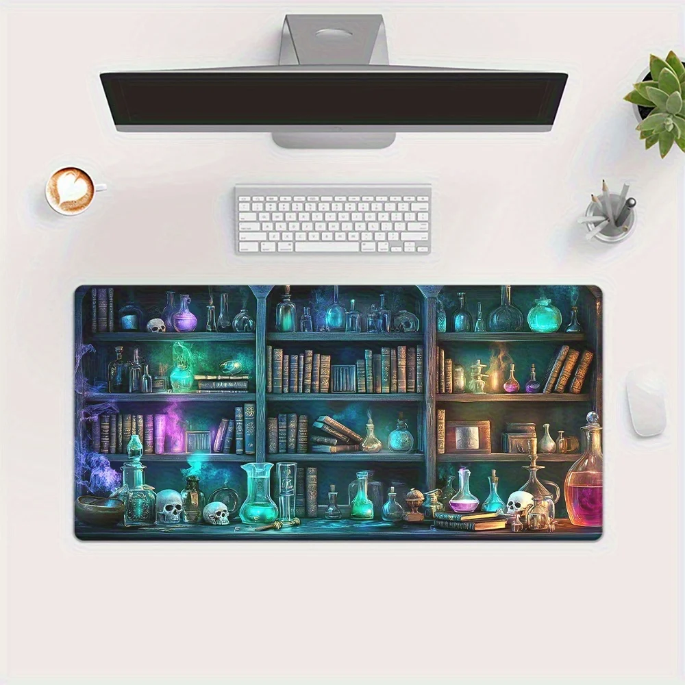 Alchemy Lab Magic Potions Skulls Bookshelf XXL Gaming Mouse Pad Desktop Mat for PC Gamer Office