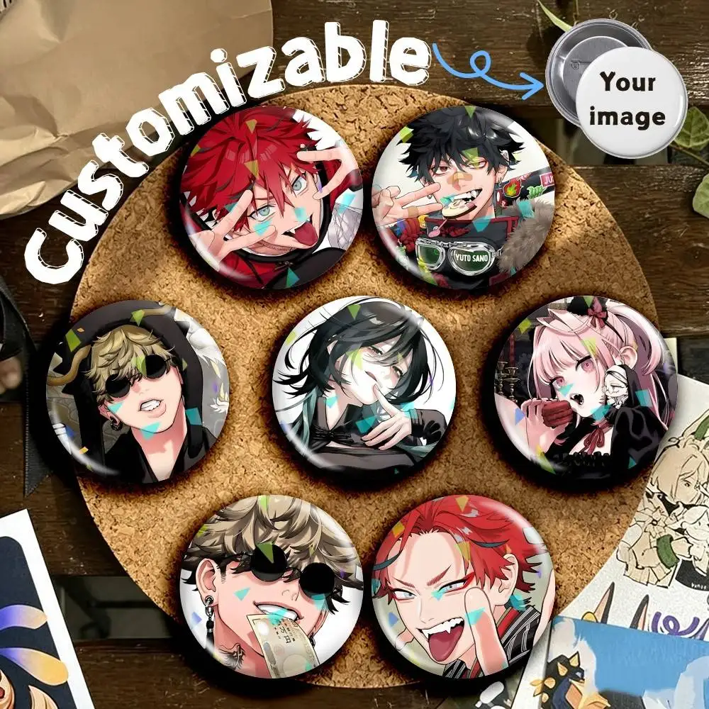 Manga G-Gokurakugai Official Art Round Brooch Pins, Personalized Badges With Broken Glass Design Fashion Accessory