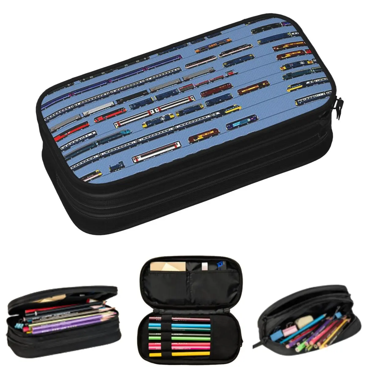 

British Trains Pencil Cases for Student Gifts Pen Box Pencil Bag Large Capacity Pencil Pouch Storage Stationery Supplies