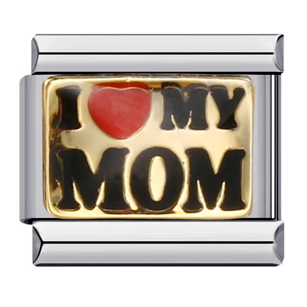 LOVE Family Mom Dad Sister Son Daughter Fashion Glaze Charm Links Fit 9mm Bracelet Stainless Steel Making DIY Jewelry