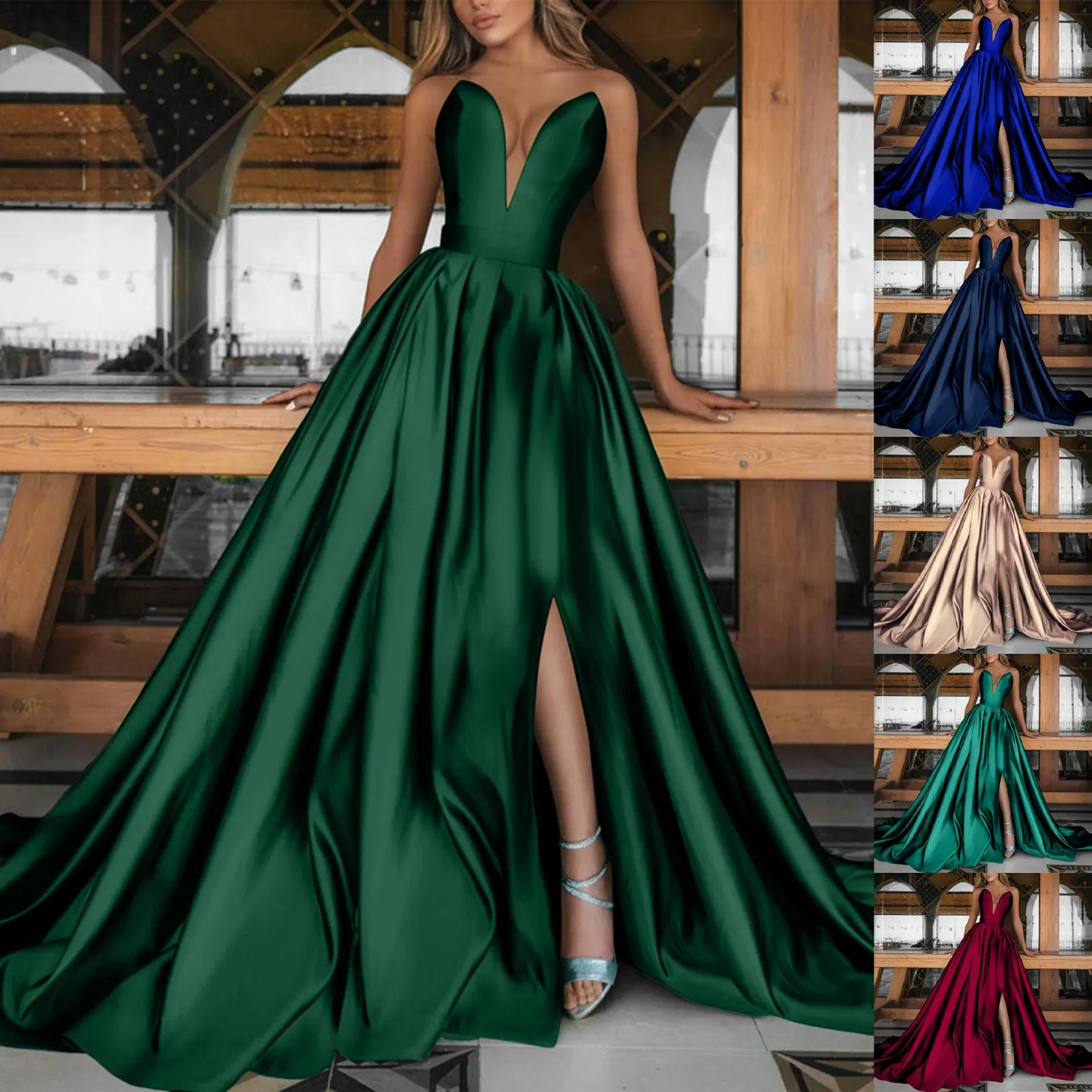 فستان نسائي رسمي فرنسي أنيق مثير بكتف واحد من الساتان الصلب للحفلات المسائية بطول الأرض فساتين طويلة لحفلات الزفاف