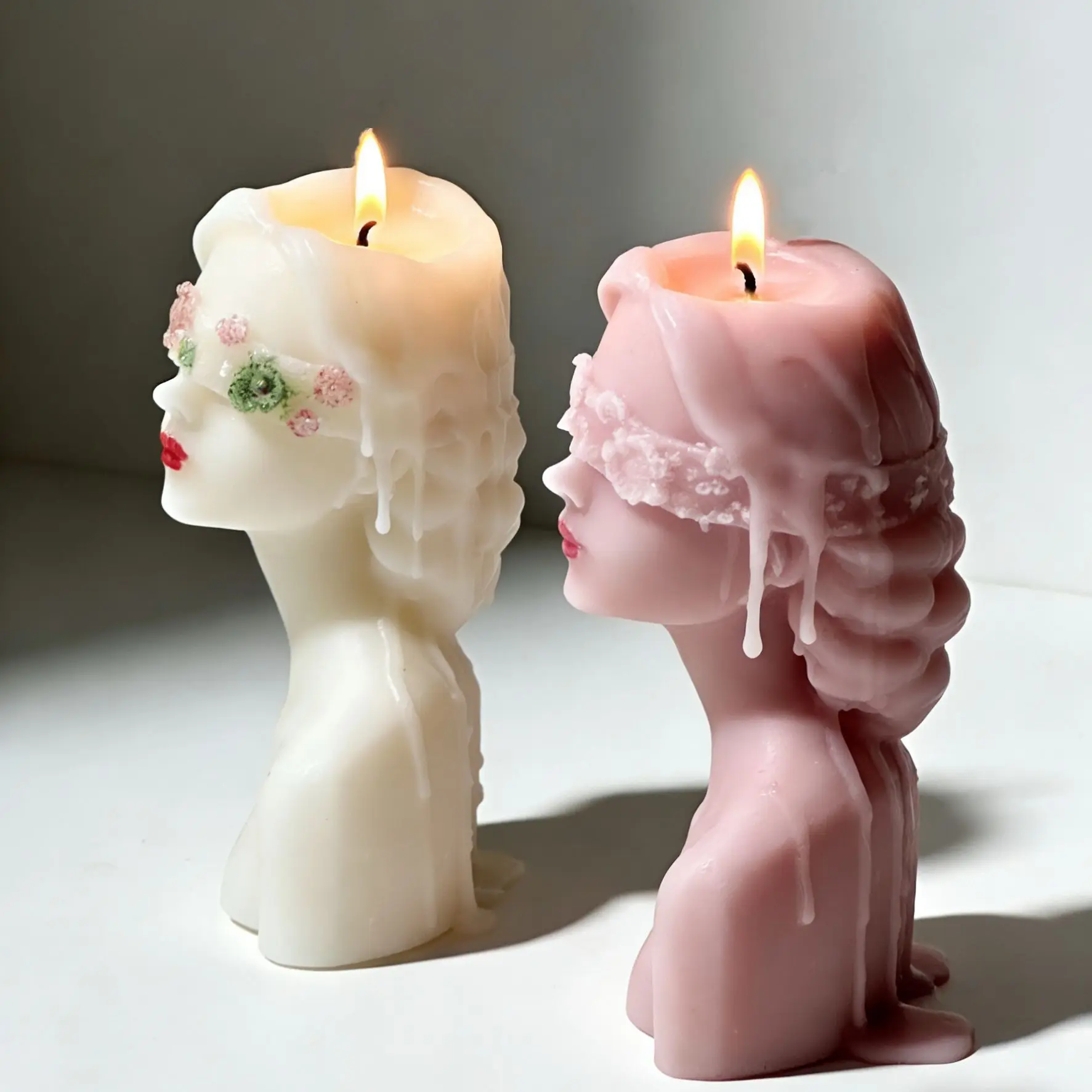 Blindfolded Girl Scented Candle Bust Woman Hair Style Candle Home Decoration Gift Scented Candle