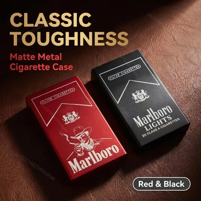 Marlboro Metal Cigarette Box, Portable Moisture-proof and Anti Drop Cigarette Protection Box, Men's Cigarette Accessory Gift