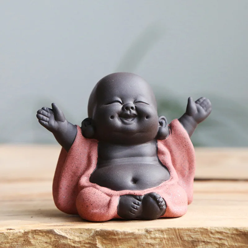 Ceramic Maitreya Buddha Statue Tea Sculpture Hand Carved Figurine Craft Display Ornament Home Tea Ceremony Decoration