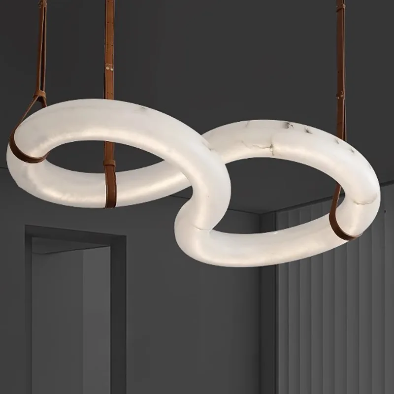 

Natural marble chandelier simple long special-shaped designer creative restaurant bar commercial atmosphere art light