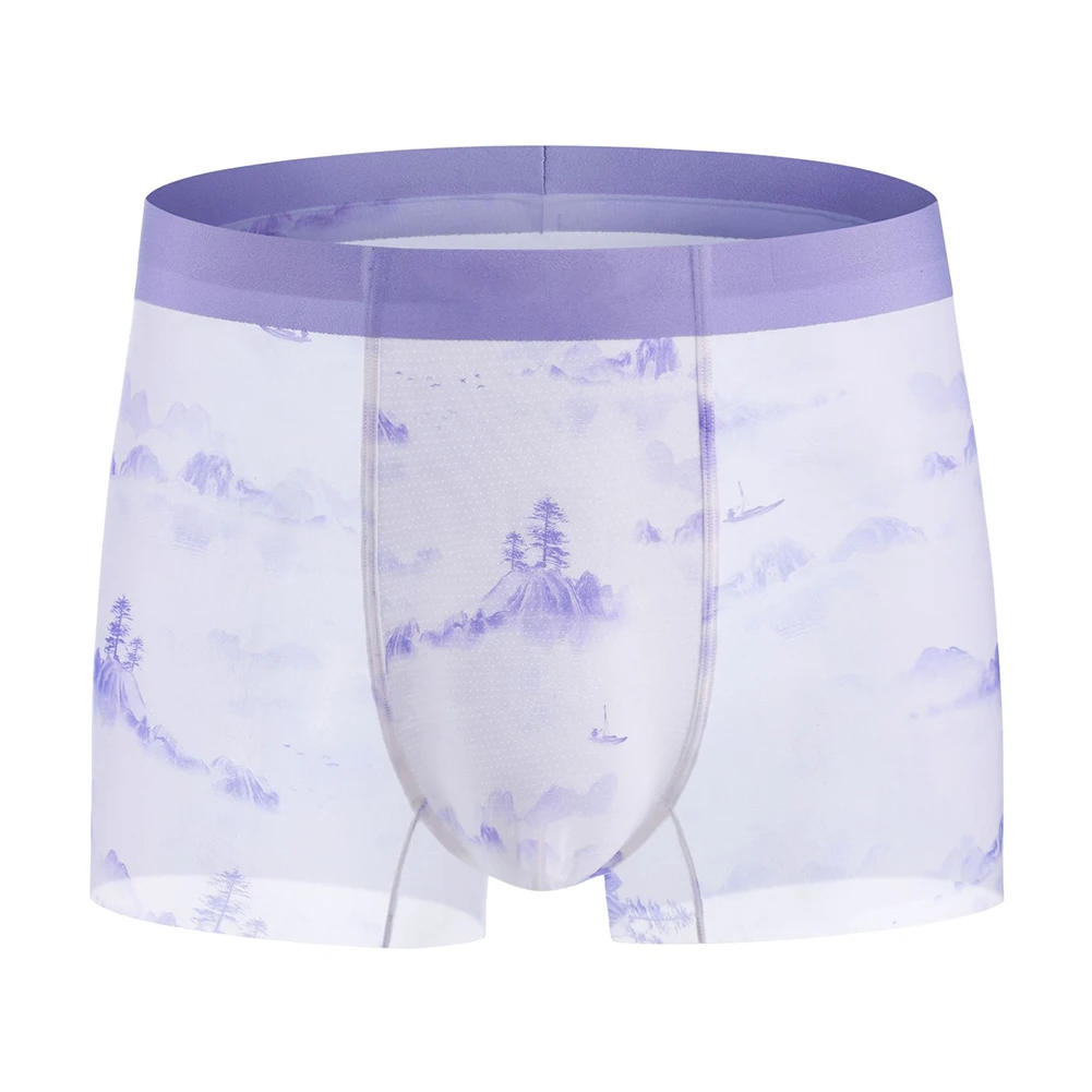 

Men Seamless Ultra-thin Trunks Ice Silk Underwear For Man Print Lingerie Ultra HotBulge Pouch Boxer Shorts Extreme Men's Panties