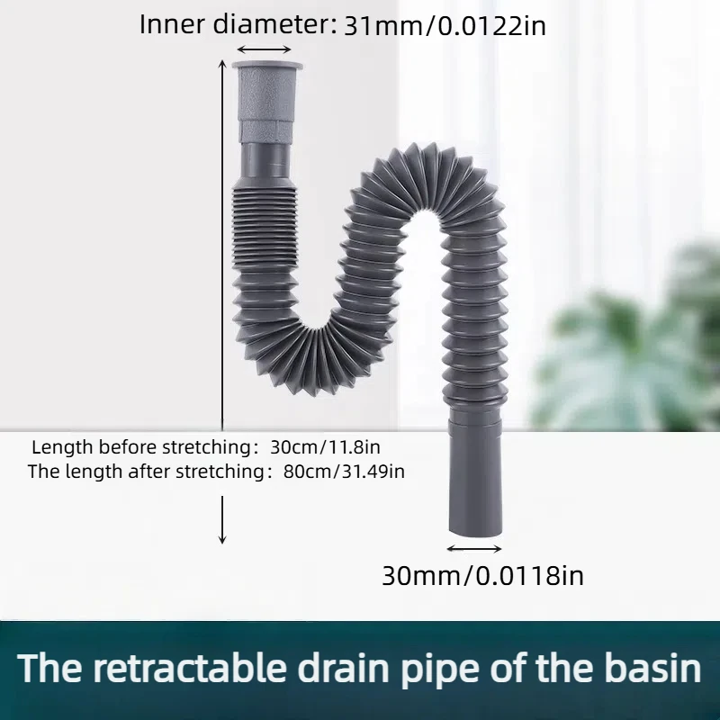 

Универсальный сливной шланг для кухонной раковины, утолщенный, прочный, без запаха и выдвижной, подходит для аксессуаров для ванной и кухни.