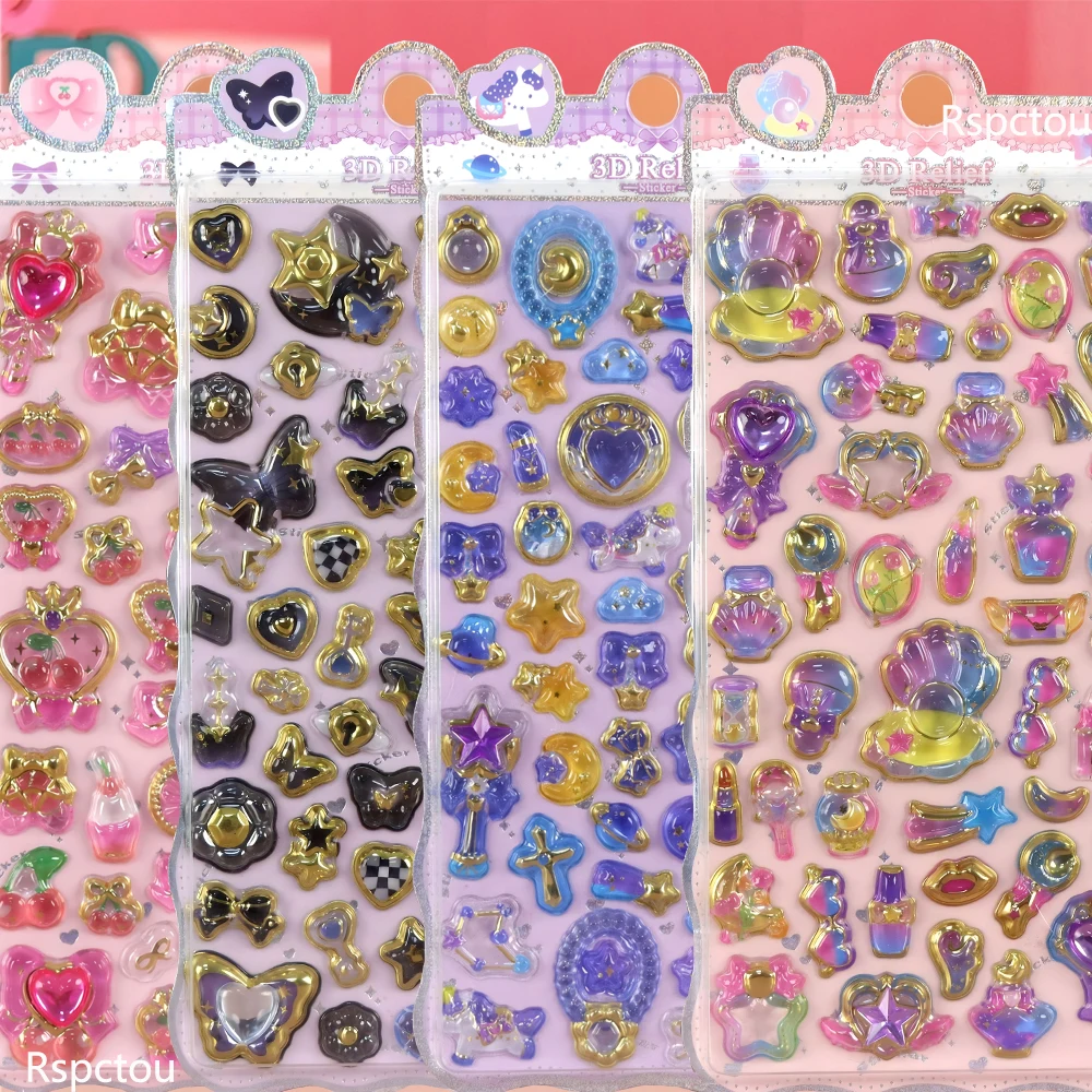 Niedliche Meerestiere Schmetterlinge Blumen Cartoon 3D Relief Aufkleber Kawaii Dekoration Belohnungssticker Spielzeug Geschenke