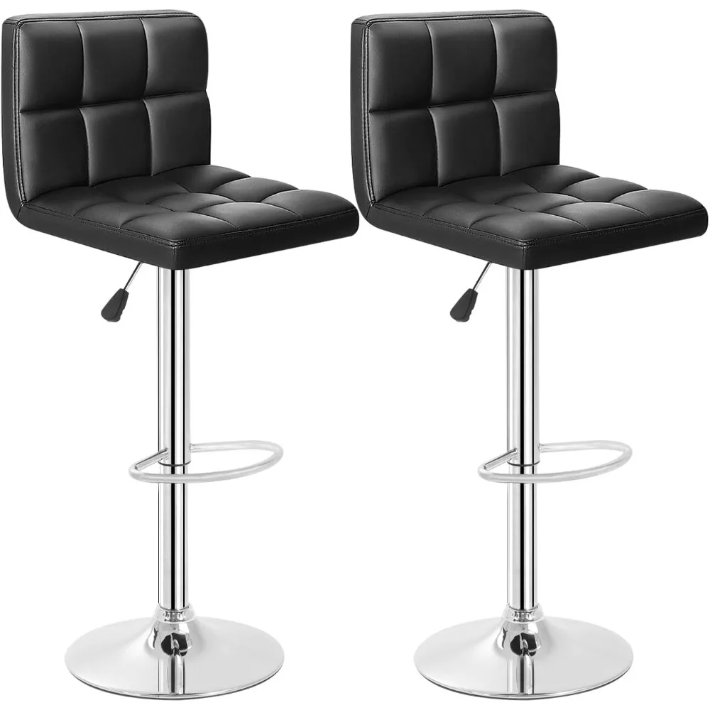 Altura ajustável Swivel Bar Stool com costas, PU Leather Kitchen Counter, Barstools Set