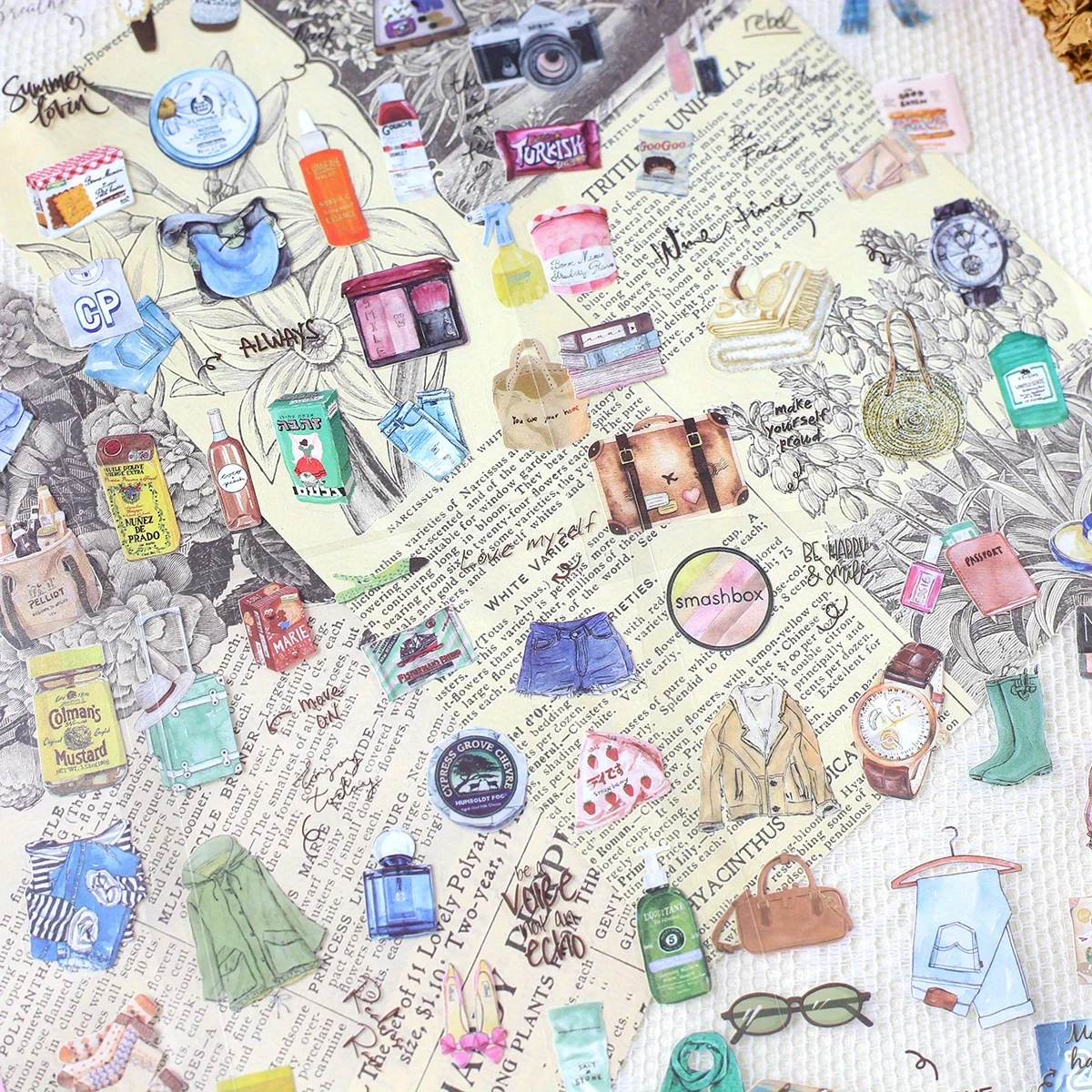 Journamm 6 أوراق خمر سجل القصاصات ملصق غير المرغوب فيه مجلة لوازم ملصقات الزخرفية DIY بها بنفسك المجلات سكرابوكينغ ملصقات ديكور لتزيين الغرف