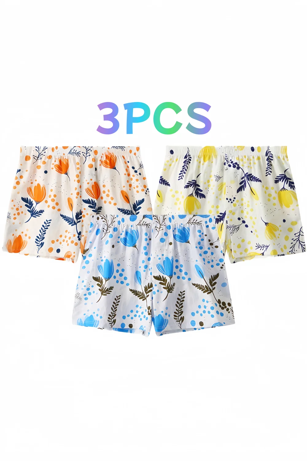 Three-Pack Men's Trendy Printed Loose Breathable Boxer Briefs for Young Men, Casual Everyday Wear, Can Be Worn Outside, Extended Length Boxer Briefs