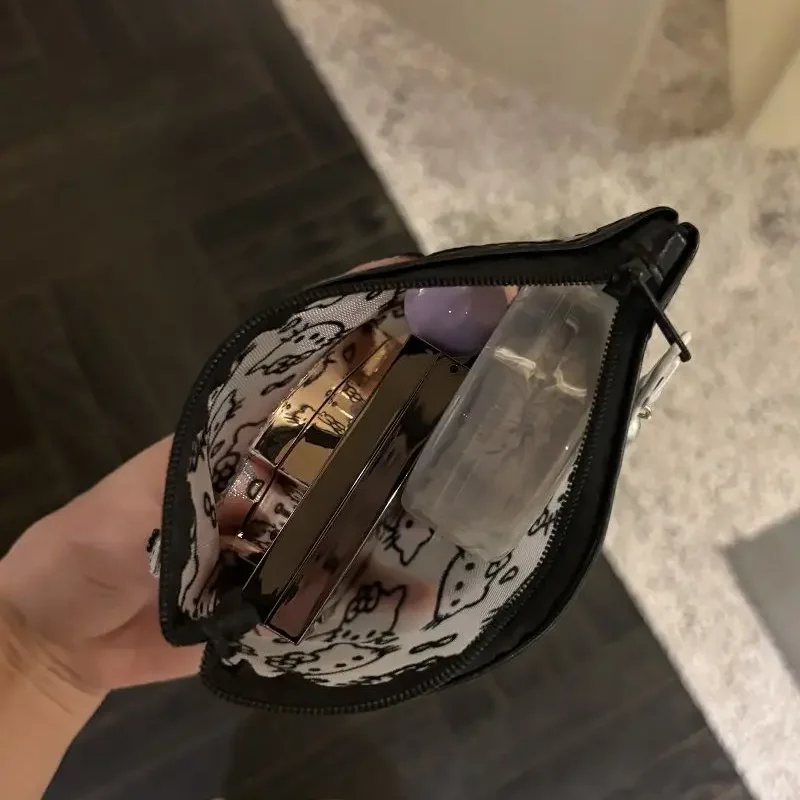 새로운 귀여운 산리오 헬로 키티 메쉬 소재 원통형 필통 소녀 메이크업 브러쉬 보관 핸드백 어린이 동전 지갑 선물