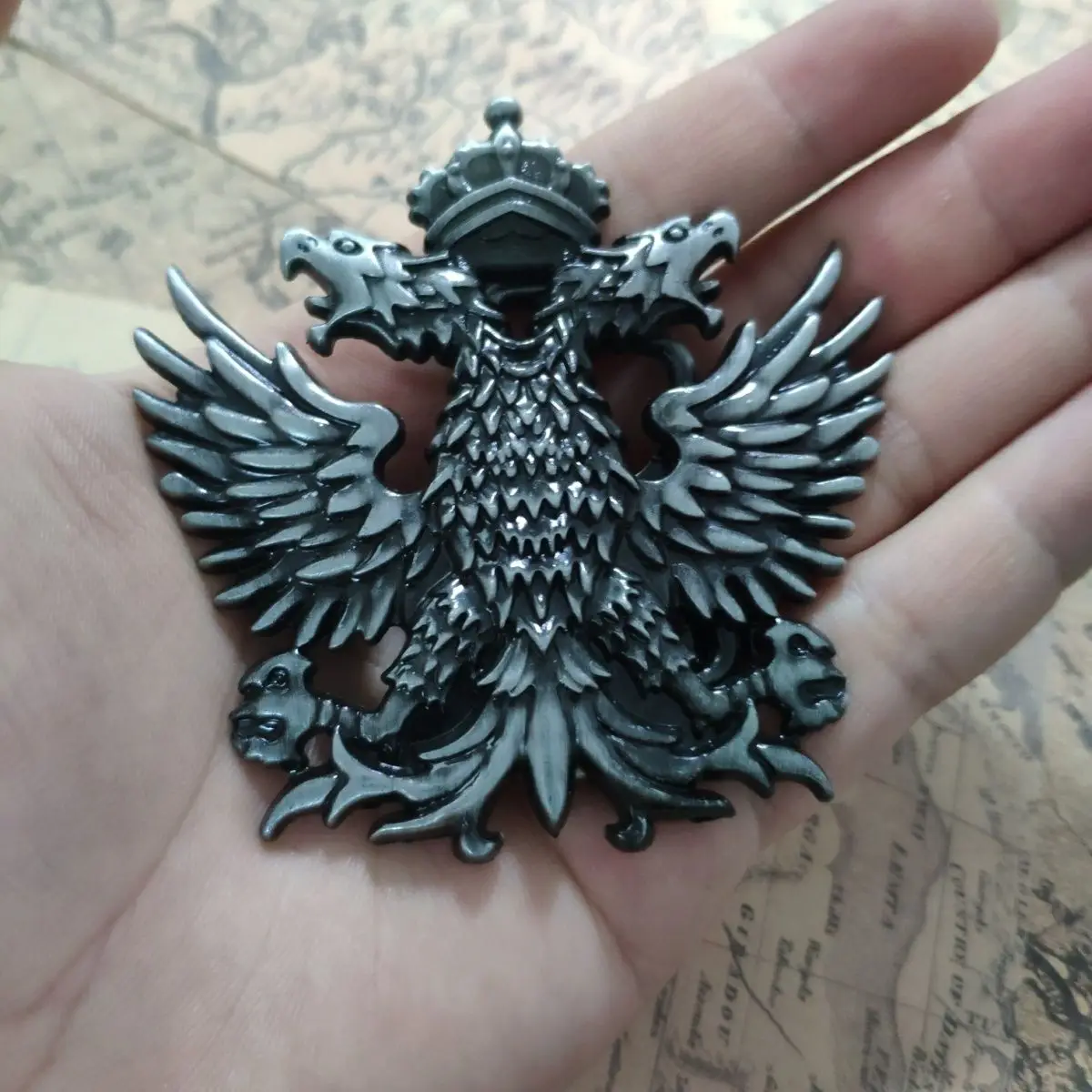 6.8x7.2cm The Double-headed Eagle Emblem Holy Roman Empire All-metal Belt Buckle Badge Decoration Crafts