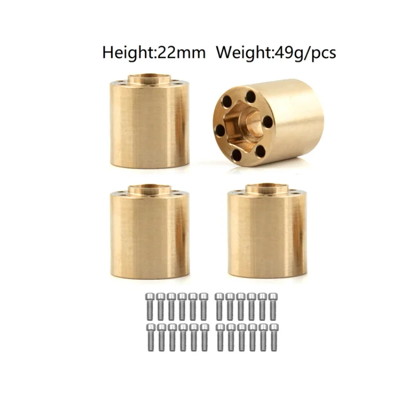 4pcs Brass 12mm Wheel Hex Hub Widen Adapter for 1.9 2.2 Wheel Rim 1/10 RC Crawler Axial SCX10 Traxxas TRX4 Wheel Counterweight
