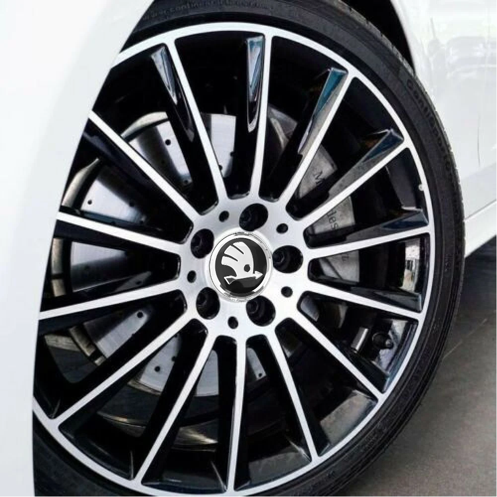 4Pcs Wheel Centre Cap Black 60MM Genuine Wheel Centre Cap Wheel Center Hub Cap for Skoda Octavia Fabia