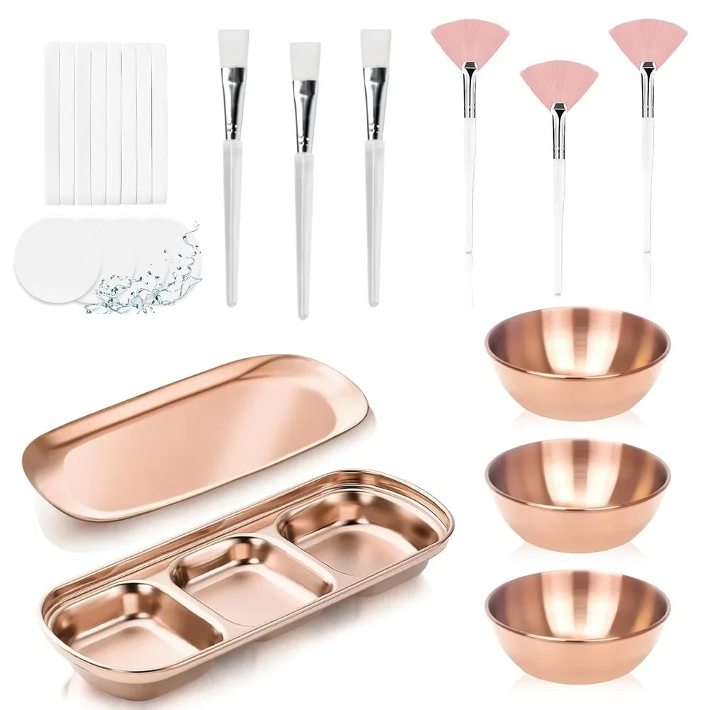 For Spa Treatments Facial Bowl Set 3-Compartment Tray Skincare Easy To Clean Metal Mixing And Application Tools