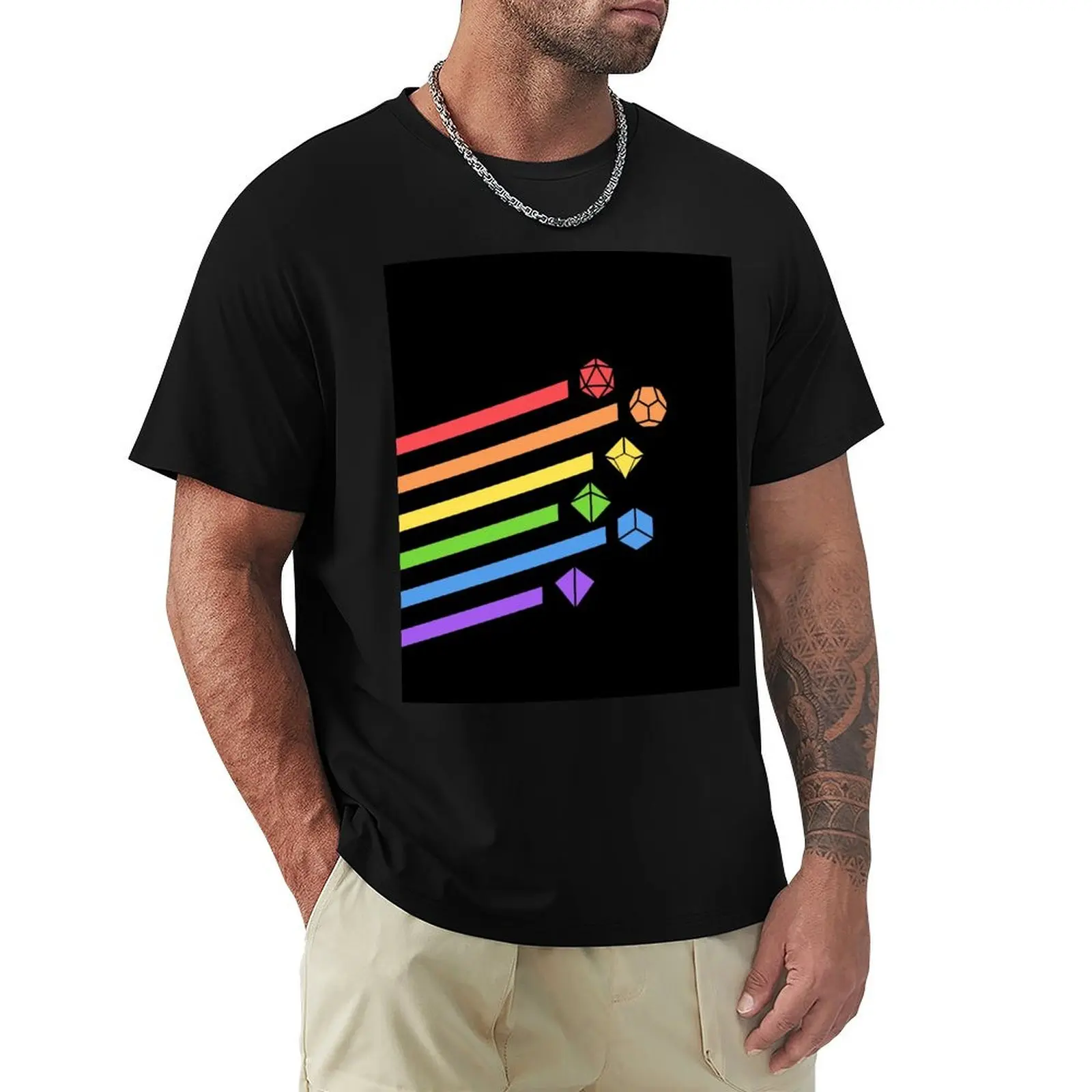

Rainbow Dice Set Tabletop RPG Gaming T-Shirt Casual Holiday Short Sleeve Tee