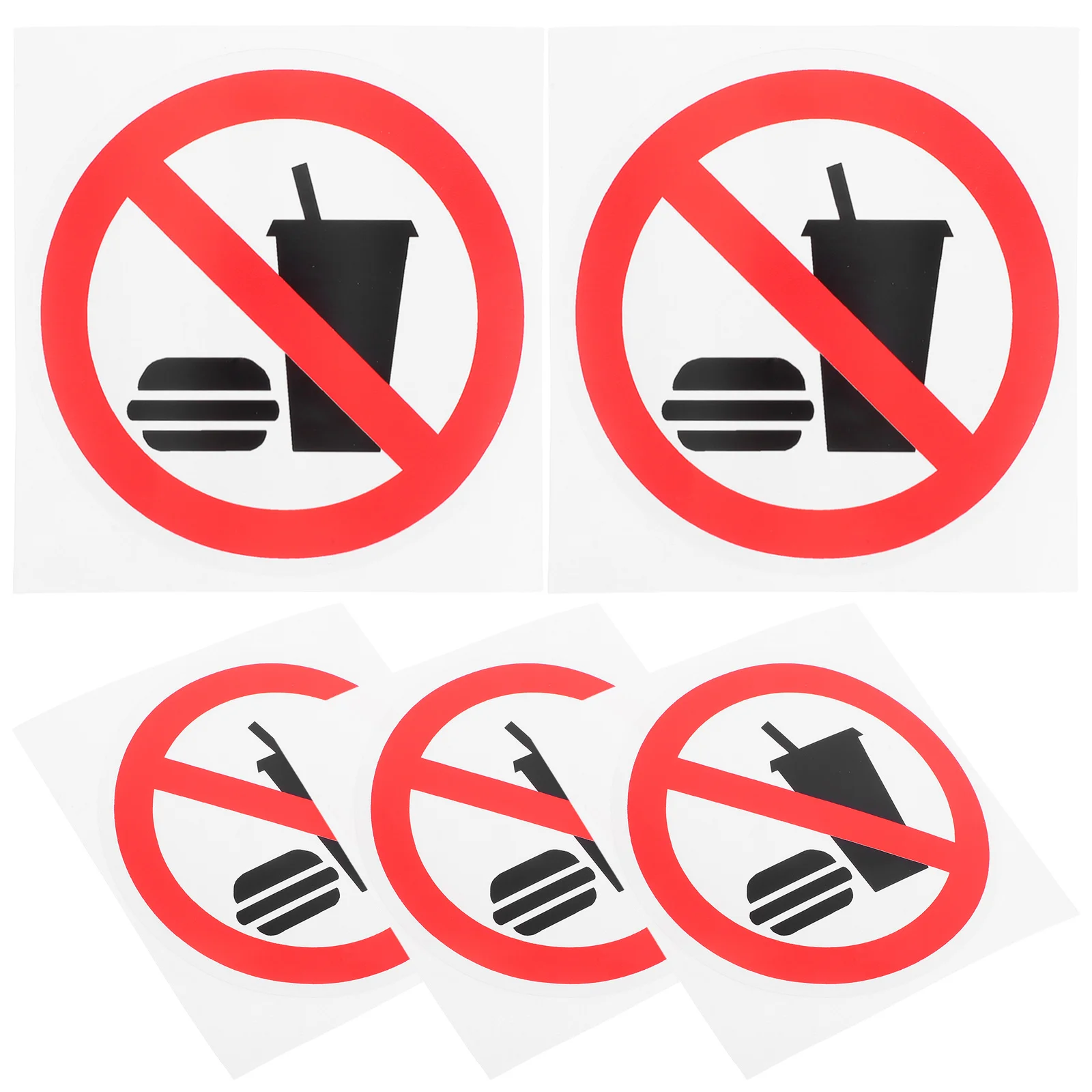 

5Pcs Industrial No Food Or Drinks Safety Warning Signs Factory Self Adhesive High Visibility Labels Workshop Prohibition