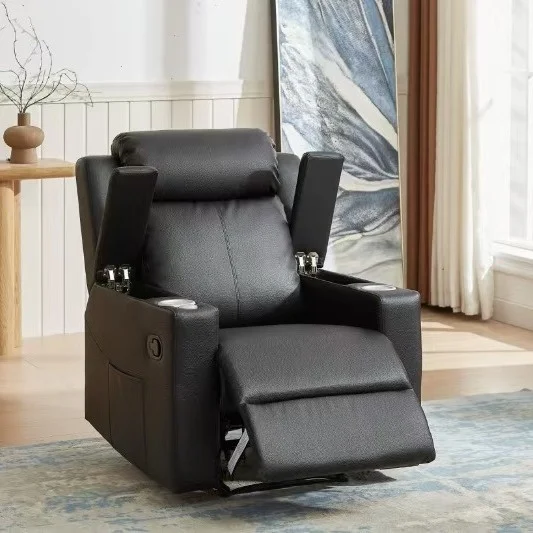 التكنولوجيا اليدوية الحديثة واحدة الجلود أريكة متعددة الوظائف بسيطة مستلق مساحة النوم كبسولة أريكة غرفة المعيشة الأسهم #2