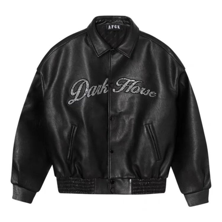 

Мужская куртка из искусственной кожи в стиле американского хип-хопа с буквами и стразами, модная, свободного кроя, молодежная, трендовая