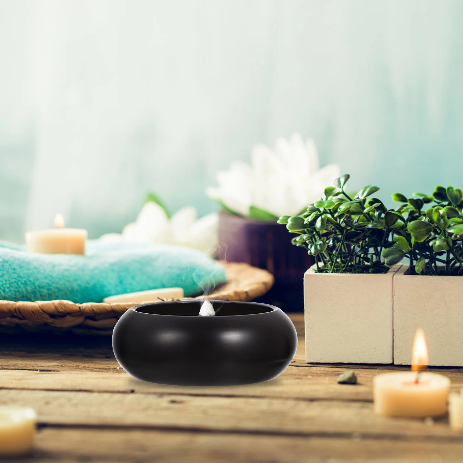 

Wooden Bowl Shaped Incense Burner Aromatherapy Tray Desktop Censer for Stress Relief and Relaxation Incense Stick Holder