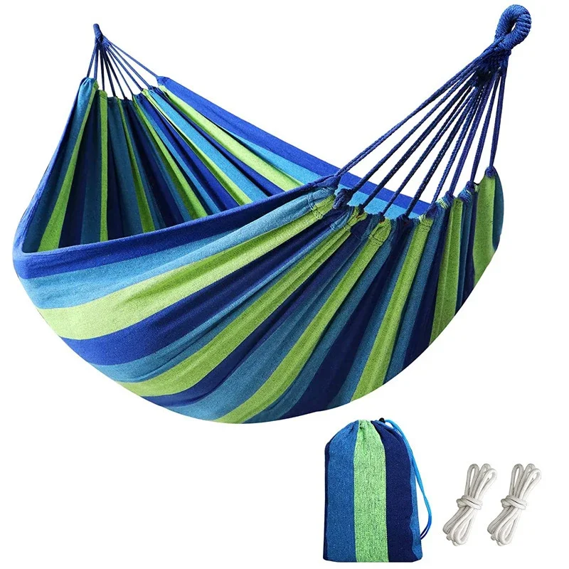 Single Wide Thick Canvas Hammock Outdoor Camping Backpackaging Leisure Swing Portable Hanging Bed Sleeping Swing Hammock