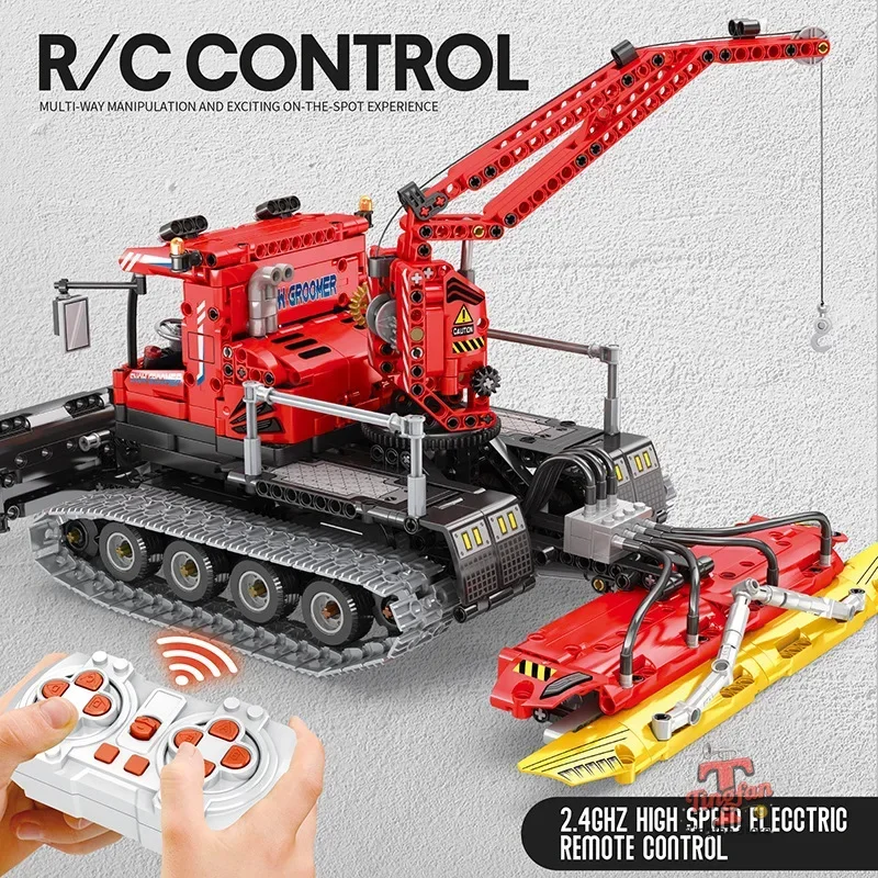

City Winter Remote Control Snow Groomer Building Blocks MOC Electric RC Car Construction Technical Vehicle Bricks Kids Toys Boys