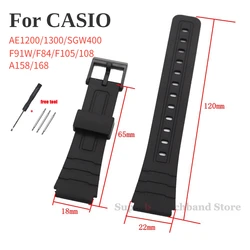 18 20mm Silicone Rubber Strap for Casio W800H A158/168 AE1200/1300 Watchband for SGW400 F91W/84 F105/108 Sport Diving Resin Belt