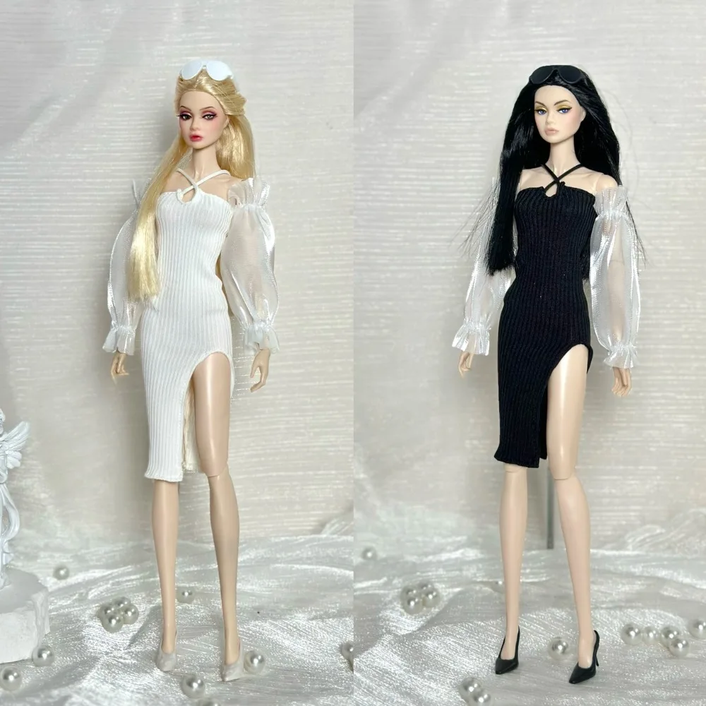 Clothing set / black slim dress + white long sleeve / 30cm doll clothes suit summer wear outfit for 1/6 Xinyi FR ST Barbie Doll