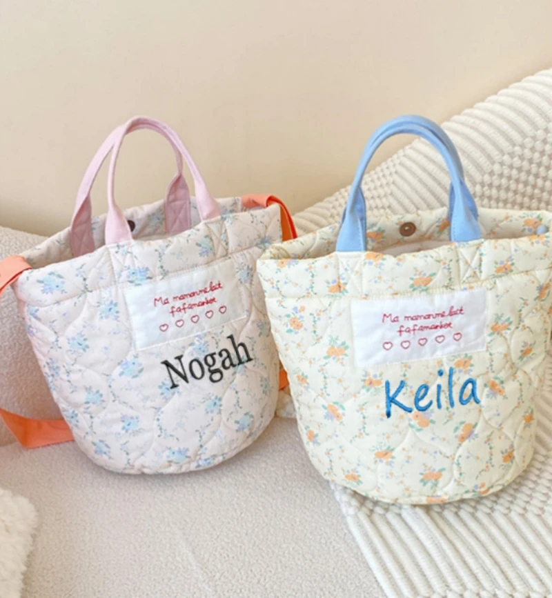 Personalized Fragmented Flower Bag 2023 New Embroidered Name Large Capacity Handbag Crossbody Bag Mommy Storage Bag