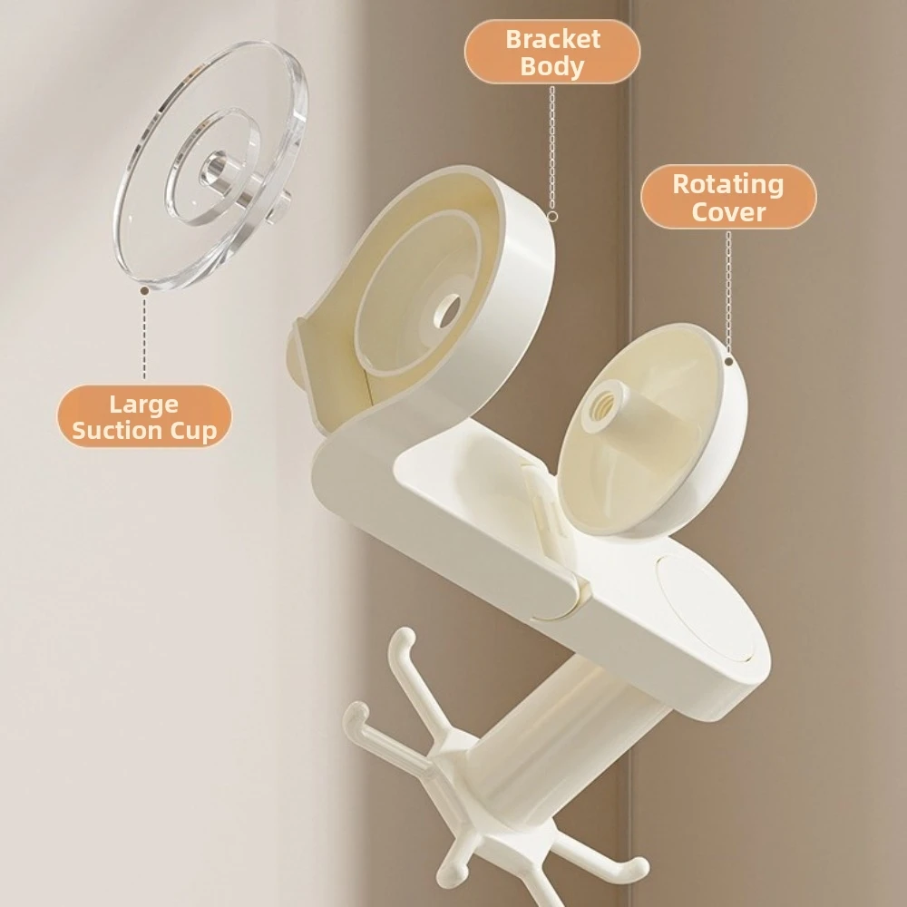 Rotatable Kitchen Rotating Hook Space-Saving with Suction Cup Suction Cup Hook Six-Claw Wall Mounted Storage Rack Indoor Storage