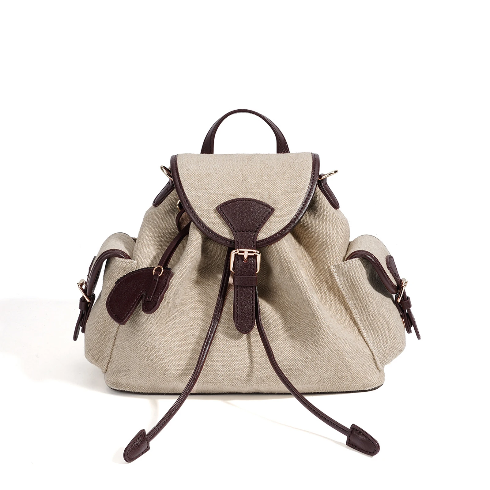 Women 2026 New High-end Niche Linen Backpack Minimalist Multi-functional Commute Bag Fashion Shoulder Crossbody Mini Daypack