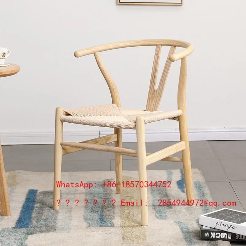2026    Nordic Solid Wood Dining Chair Study Backrest Armrest