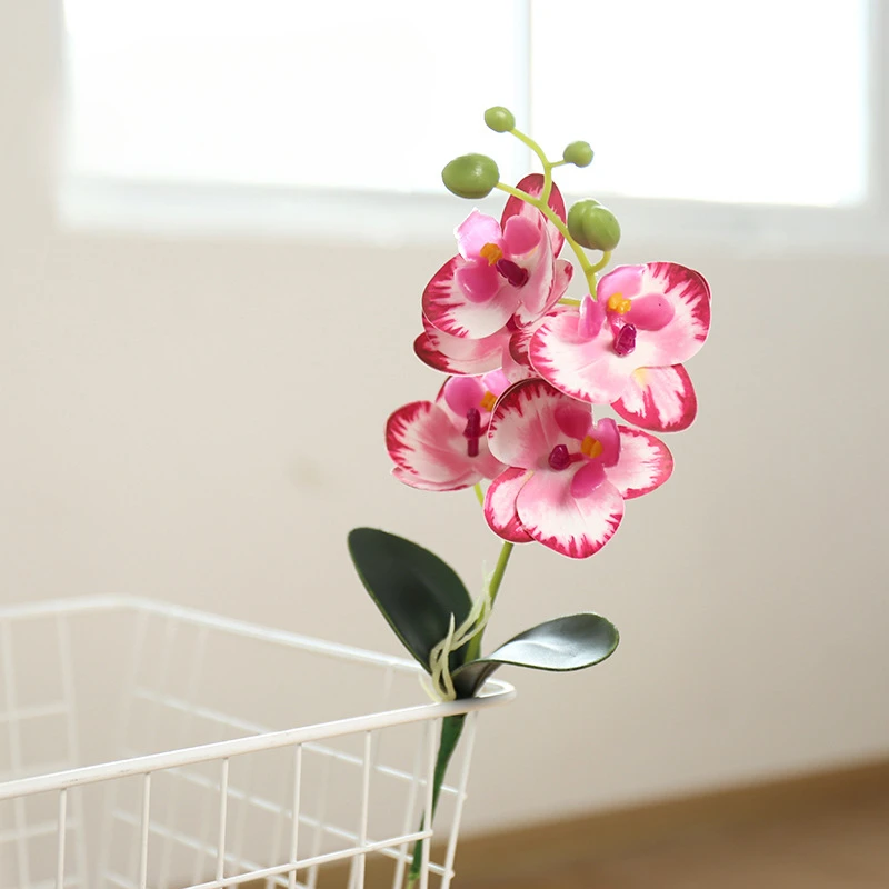 2pcs Real Touch Mini Phalaenopsis Orchid Artificial Flower Branch Wedding Props Party Home Decor Fake Flowers Table Decor 38cm