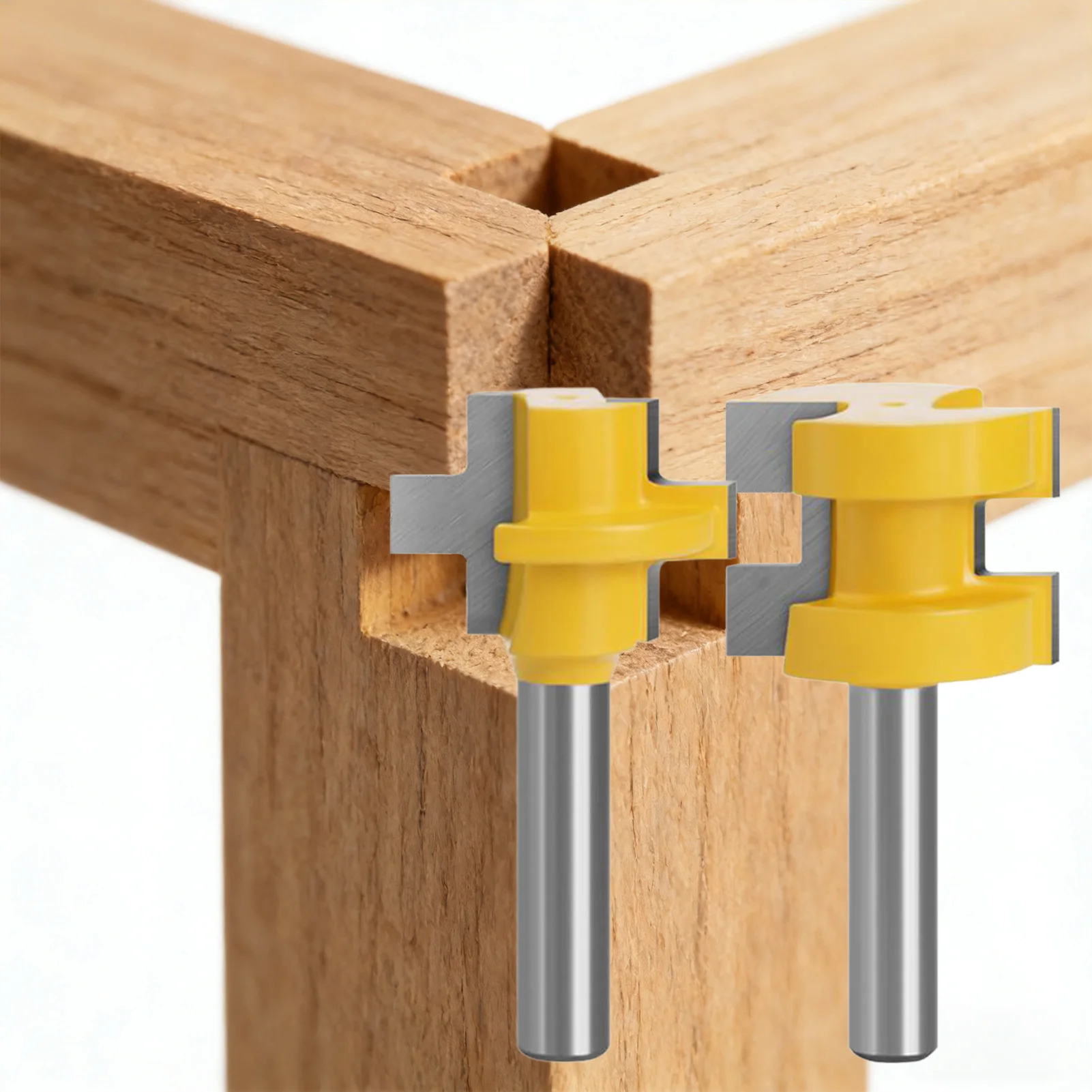 2PCS Coltelli per giuntura in carburo di tungsteno tipo T Set 1/4 pollici 1/2 pollici Denti quadrati Strumenti per pavimenti per la lavorazione del legno fai da te