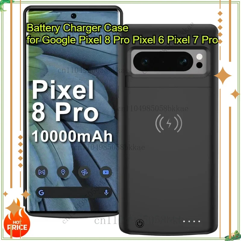 

Чехол-зарядное устройство емкостью 10000 мАч для Google Pixel 8 Pro Pixel 6 Pixel 7 Pro Power Bank, крышка для беспроводной зарядки, аккумулятор