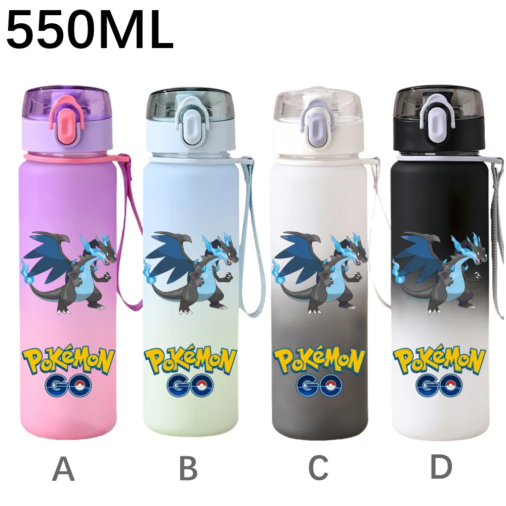 550ML Pokemon Pikachu Charizard Venusaur Cartoon Sportwasserflasche Umweltfreundlicher Kunststoff-Wasserbecher Fitness-Trinkflasche