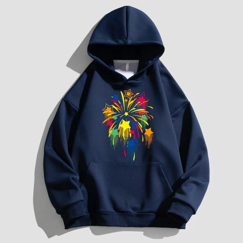 Men's Hooded Sweater Cotton Warm Women's Hoodie Autumn Korean Start Print Top Harajuku High Street Casual Men's Clothing 2023