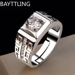 925 Sterling Silver fine big Crystal Open Rings For Man Women Fashion Party wedding party designer jewelry Charms couple Gifts