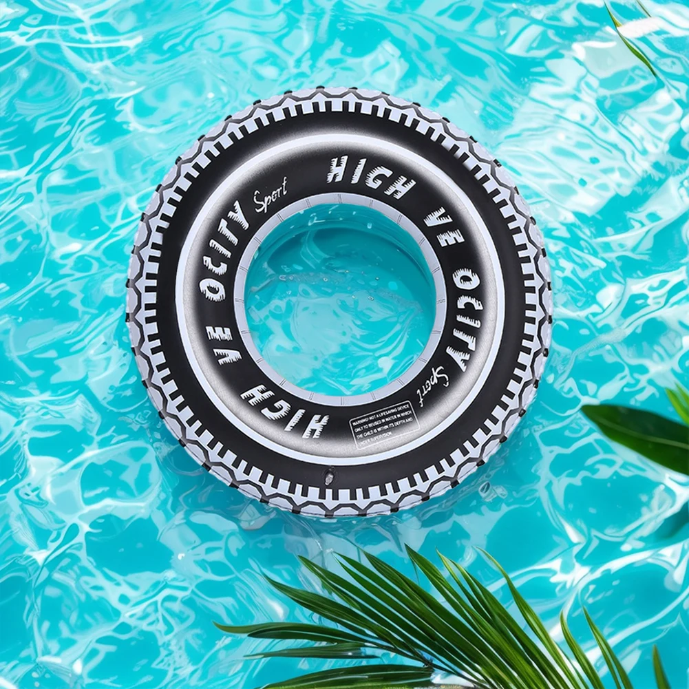 Tire Pattern Inflatable Pool Toy Swim Ring Leakproof PVC Pool Floats Thickened Swim Tube for Children Adults Pool Accessories