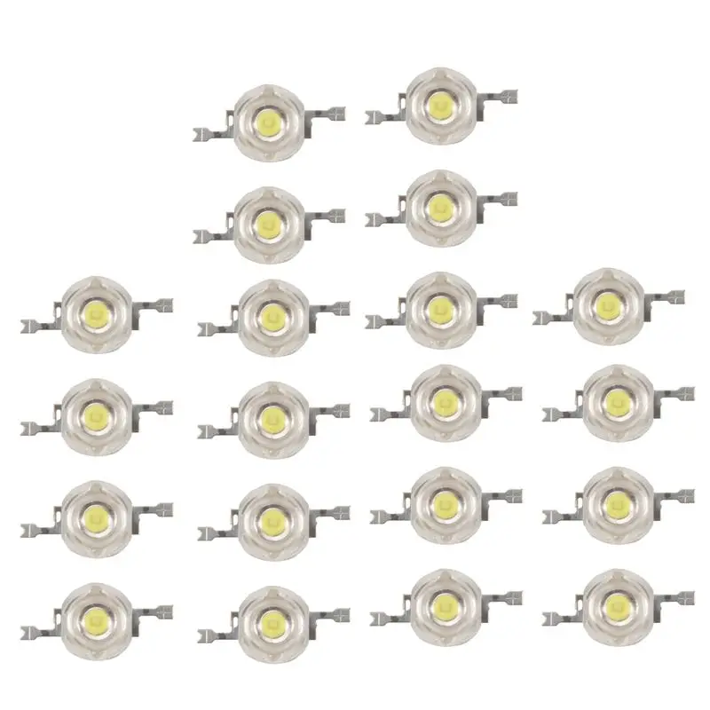 Y42A-20 Pcs High Power 2 Pin 3W White LED Bead Emitters 170-190Lm 6000K