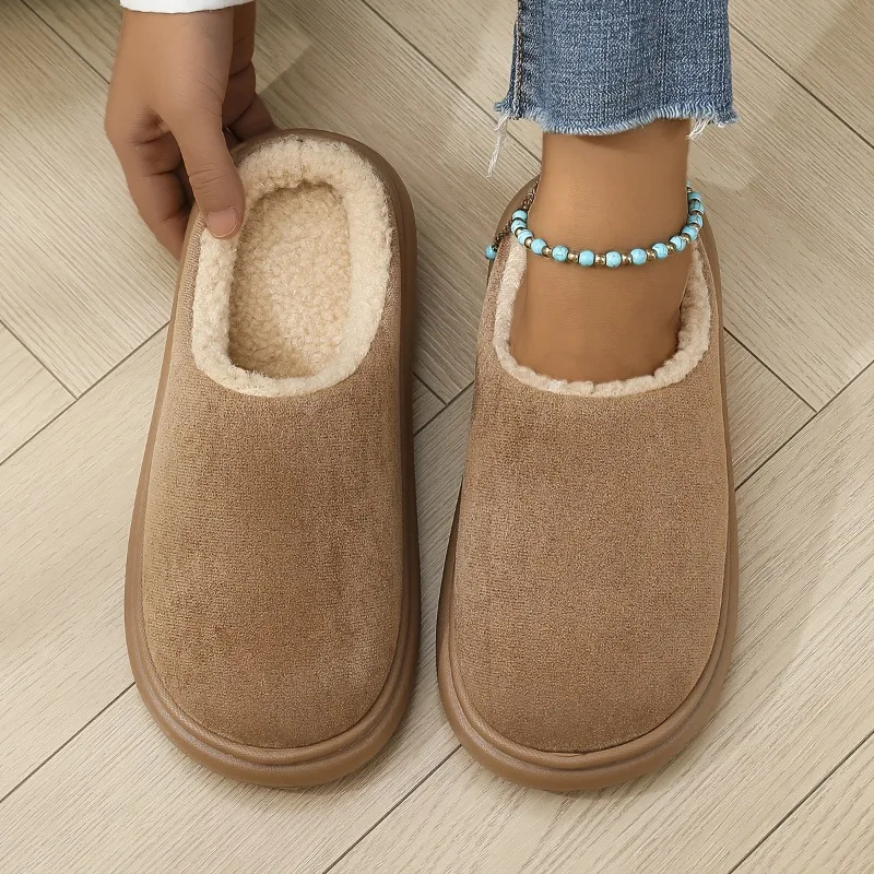 2025 New Winter Cotton Slippers for Women Men Couples Non-Slip Indoor House Shoes with Thick Sole Warm Home Slippers Large Size