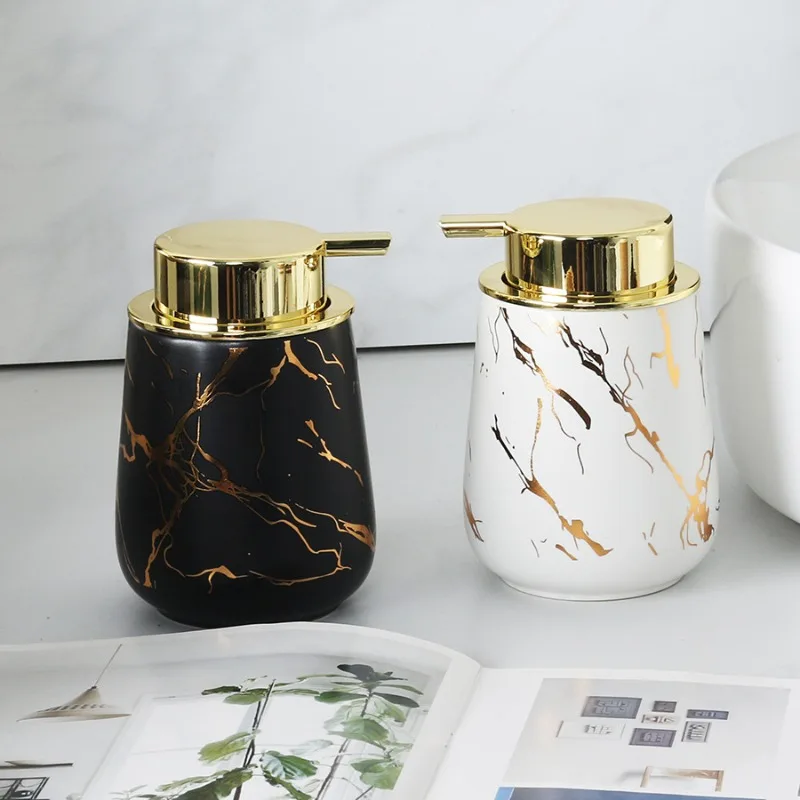 

Marble Pattern Hand Soap Bottle Bathroom Ceramic Shampoo and Body Wash Lotion Storage Bottle Bathroom Soap Dispenser Container