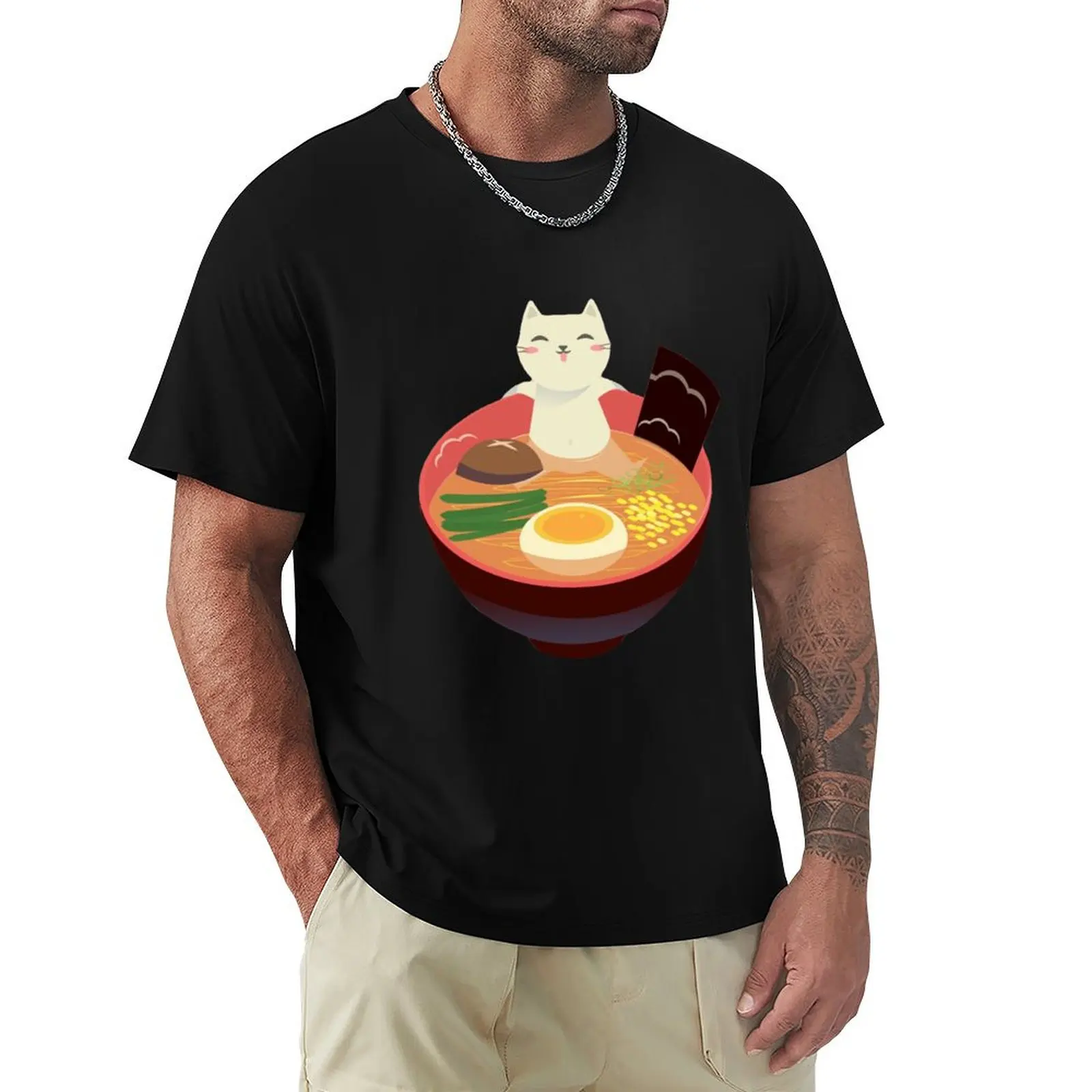 Kawaii Neko Ramen – Geschenk-T-Shirt für Katzenliebhaber, lässiges T-Shirt mit Grafikdruck