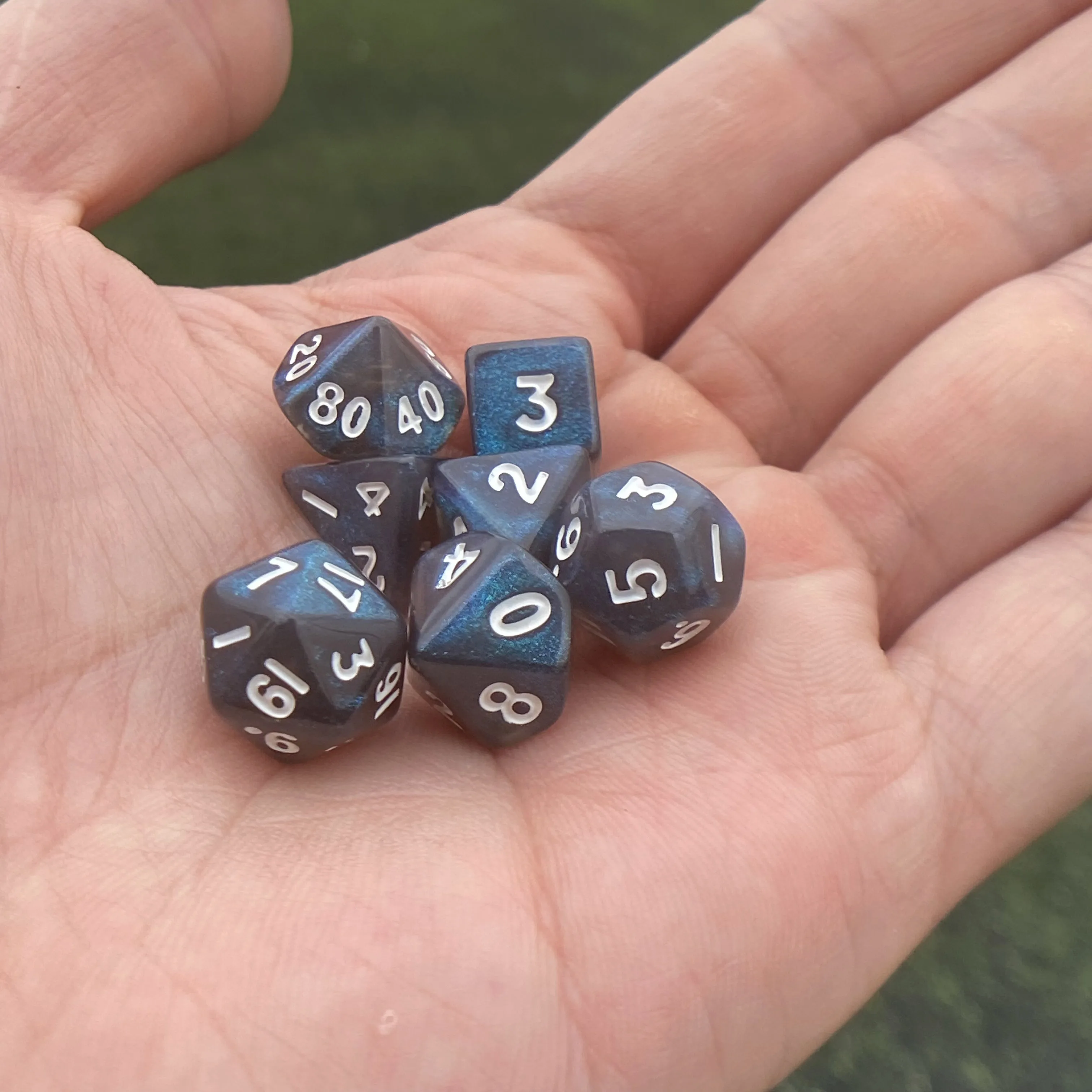 Mini Polyhedral DND Dice Set - Iridescent Transparent RPG Dice for Tabletop, D&D, and Role-Playing Games (7PCs)