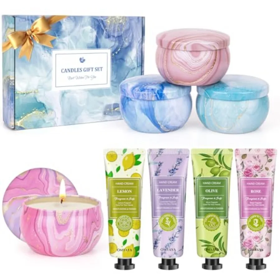 Gifts for Women - Candles Gift Set and Hand Cream Lotion Set 8 Pack,Ideal for Birthday Gift, Teacher Appreciation Gifts, Christ