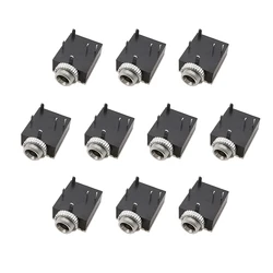 10Pcs Black PJ-324M 3.5mm Jack Audio Headphone Female Socket 5 Pin Stereo Audios Connector for 3.5mm Audio TRS Plug