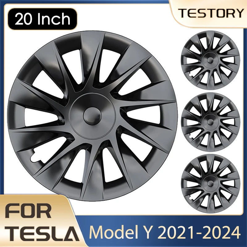 

20-дюймовые колпаки втулки для Tesla Model Y 2021-2024, аксессуары, 4 шт./компл., полное покрытие, колпаки на колеса для Tesla Model Y, 20 дюймов